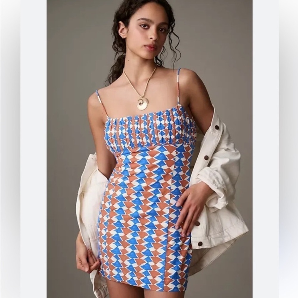 ANTHROPOLOGIE Maeve The Ophelia Linen Slim Mini Dress Size 10 NWT